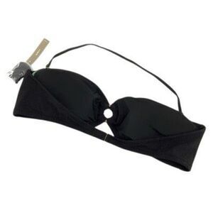 J. Crew Black Heritage Textured O-Ring Bandeau Bikini Top Swimsuit Size 3X NWT